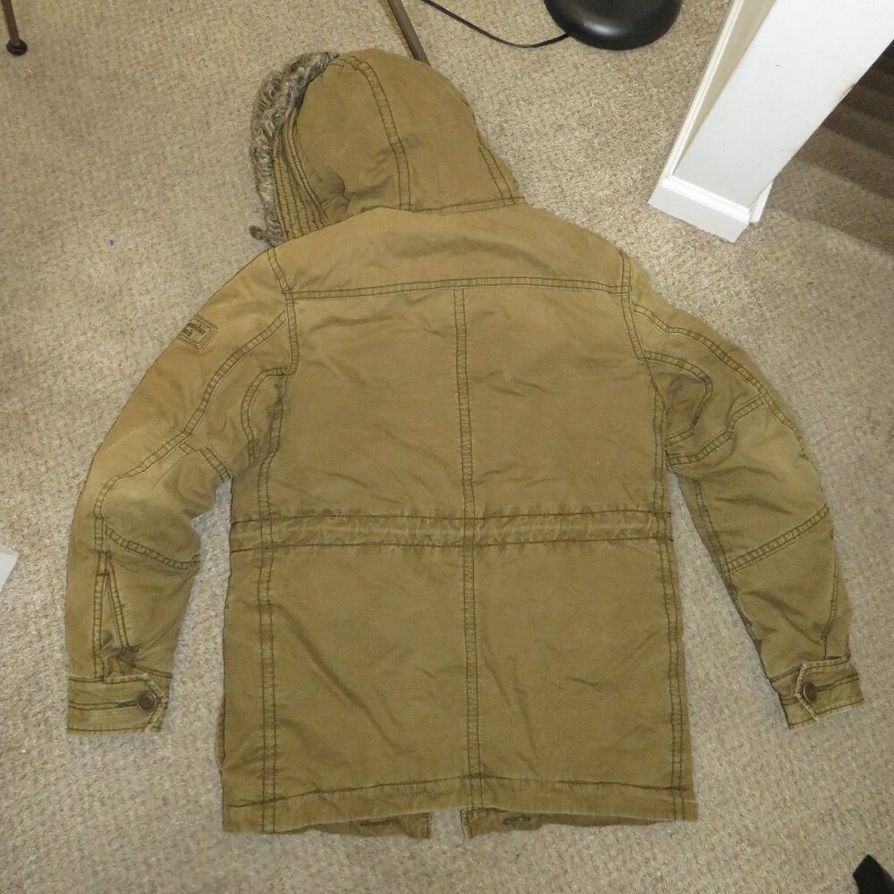 VTG Abercrombie & Fitch Wilcox Jacket Men’s S Olive Green Faux Fur Hooded Parka - Picture 6 of 6